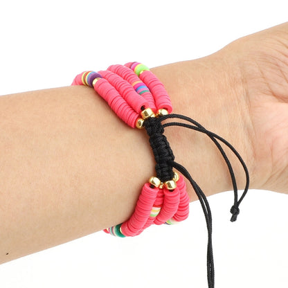 Skorter | Bohemian Style Soft Ceramic Bead Bracelet For Apple Series 7 41mm / 6 & SE & 5 & 4 40mm / 3 & 2 & 1 38mm (Pink Red)