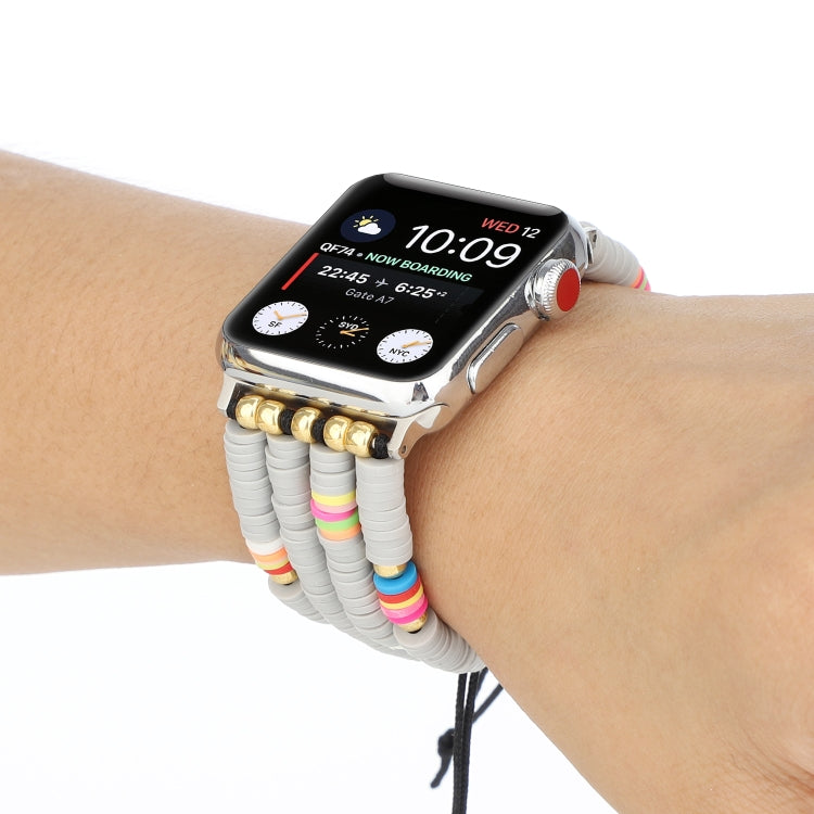 Skorter | Bohemian Style Soft Ceramic Beads Bracelet for Apple Series 7 45mm / 6 & SE & 5 & 4 44mm / 3 & 2 & 1 42mm (Gray)