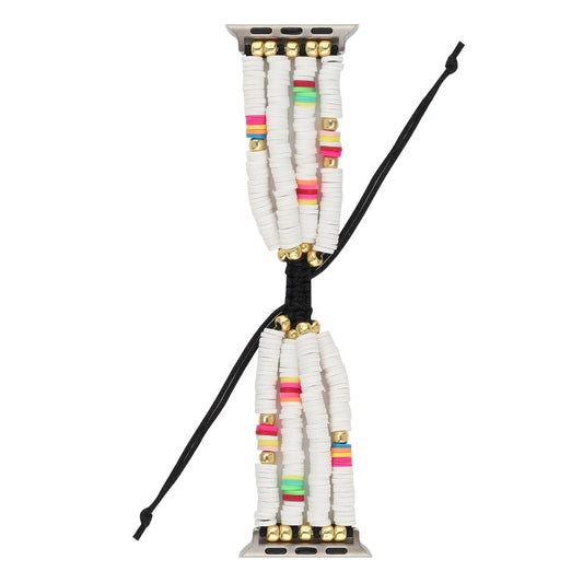 Skorter | Bohemian Style Soft Ceramic Beads Strap for Apple Series 7 45mm / 6 & SE & 5 & 4 44mm / 3 & 2 & 1 42mm(White)