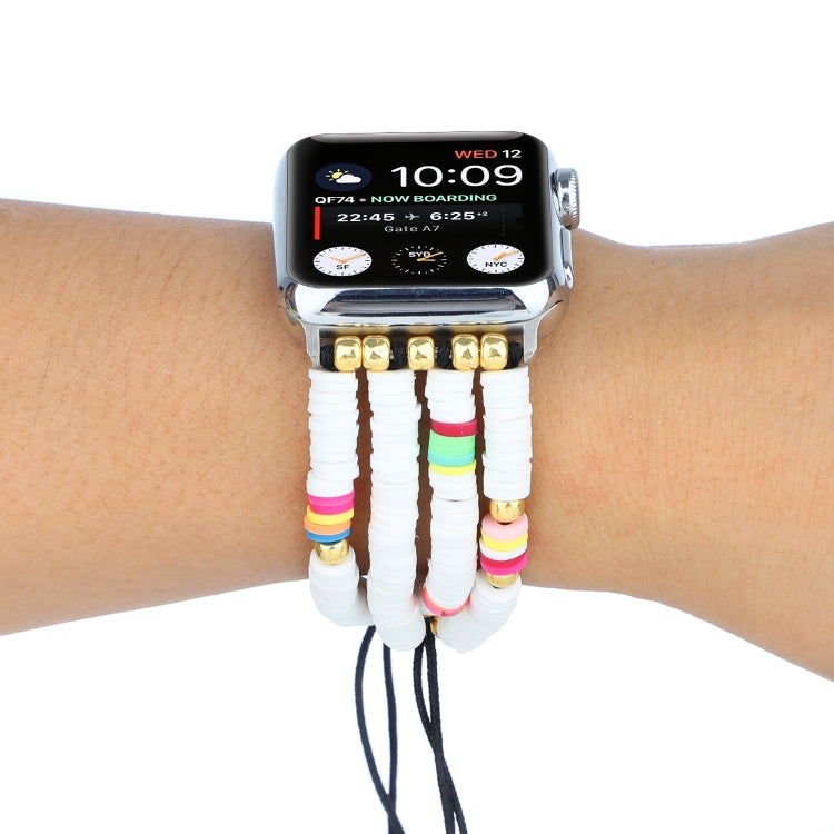 Skorter | Bohemian Style Soft Ceramic Beads Strap for Apple Series 7 45mm / 6 & SE & 5 & 4 44mm / 3 & 2 & 1 42mm(White)
