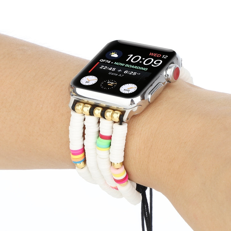 Skorter | Bohemian Style Soft Ceramic Beads Strap for Apple Series 7 45mm / 6 & SE & 5 & 4 44mm / 3 & 2 & 1 42mm(White)