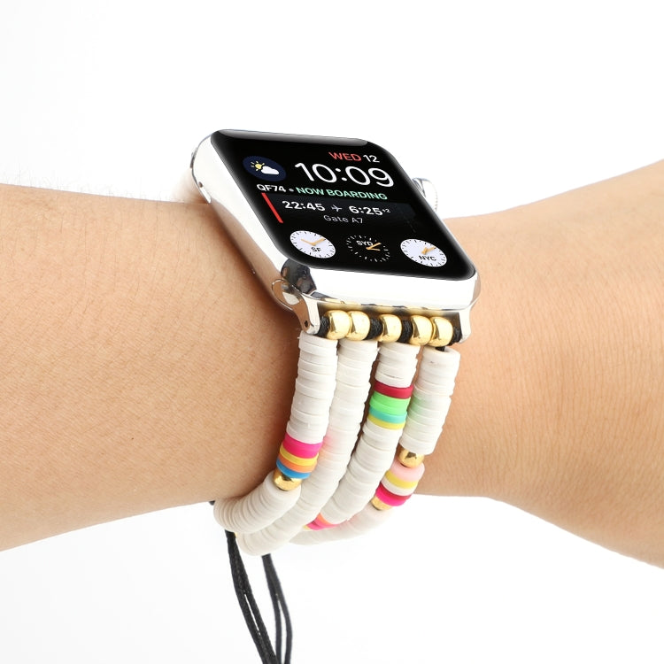 Skorter | Bohemian Style Soft Ceramic Beads Strap for Apple Series 7 45mm / 6 & SE & 5 & 4 44mm / 3 & 2 & 1 42mm(White)
