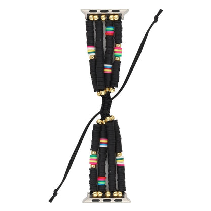 Skorter | Bohemian Style Soft Ceramic Bead Strap for Apple Series 7 45mm / 6 & SE & 5 & 4 44mm / 3 & 2 & 1 42mm (Black)