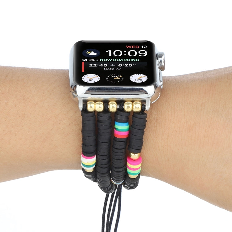 Skorter | Bohemian Style Soft Ceramic Bead Strap for Apple Series 7 45mm / 6 & SE & 5 & 4 44mm / 3 & 2 & 1 42mm (Black)