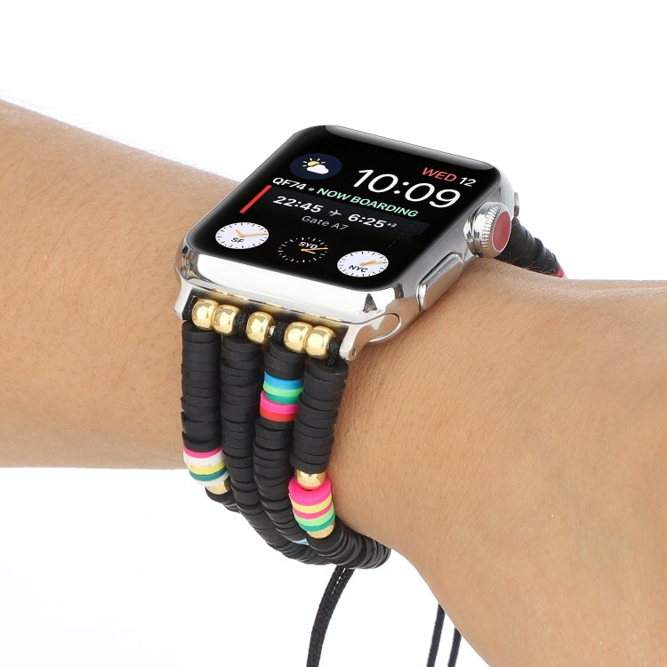 Skorter | Bohemian Style Soft Ceramic Bead Strap for Apple Series 7 45mm / 6 & SE & 5 & 4 44mm / 3 & 2 & 1 42mm (Black)