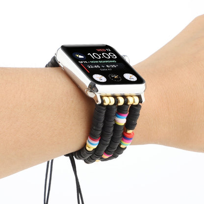 Skorter | Bohemian Style Soft Ceramic Bead Strap for Apple Series 7 45mm / 6 & SE & 5 & 4 44mm / 3 & 2 & 1 42mm (Black)