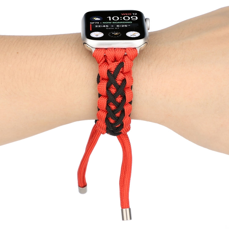 Skorter | Braided umbrella rope strap for Apple Series 7 45mm / 6 & SE & 5 & 4 44mm / 3 & 2 & 1 42mm (Black Red)