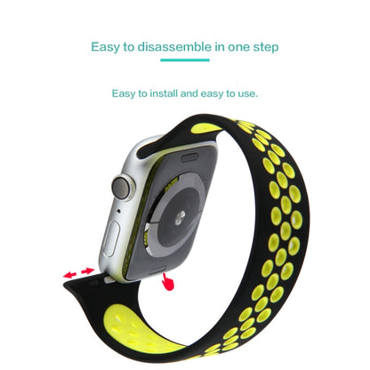 Skorter | Elastic Silicone Watch Strap for Apple Watch Series 7 41mm / 6 & SE & 5 & 4 40mm / 3 & 2 & 1 38mm, Length: 135mm (Black Yellow)