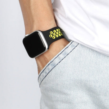 Skorter | Elastic Silicone Watch Strap for Apple Watch Series 7 41mm / 6 & SE & 5 & 4 40mm / 3 & 2 & 1 38mm, Length: 135mm (Black Yellow)