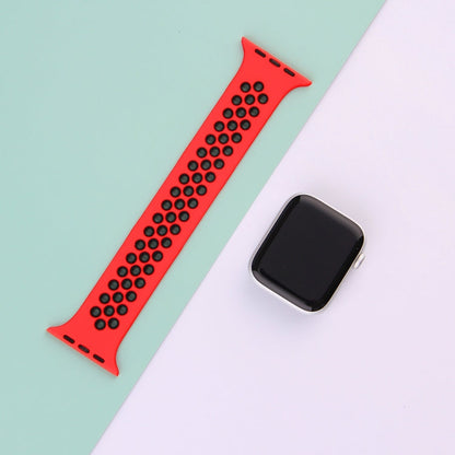 Skorter | Elastic Silicone Watch Band for Apple Watch Series 7 41mm / 6 & SE & 5 & 4 40mm / 3 & 2 & 1 38mm, Length: 150mm (Red Black)