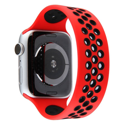 Skorter | Elastic Silicone Watch Band for Apple Watch Series 7 41mm / 6 & SE & 5 & 4 40mm / 3 & 2 & 1 38mm, Length: 150mm (Red Black)