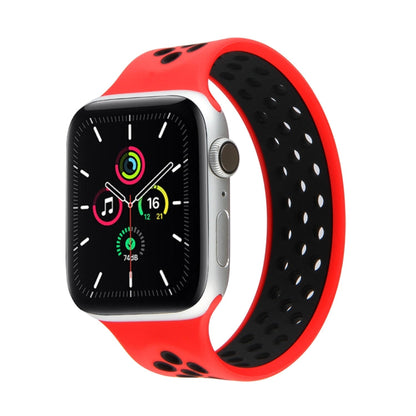 Skorter | Elastic Silicone Strap for Apple Watch Series 7 45mm / 6 & SE & 5 & 4 44mm / 3 & 2 & 1 42mm, Length:150mm (Red Black)