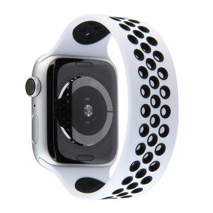 Skorter | Elastic Silicone Watch Strap for Apple Watch Series 7 45mm / 6 & SE & 5 & 4 44mm / 3 & 2 & 1 42mm, Length: 160mm (White Black)