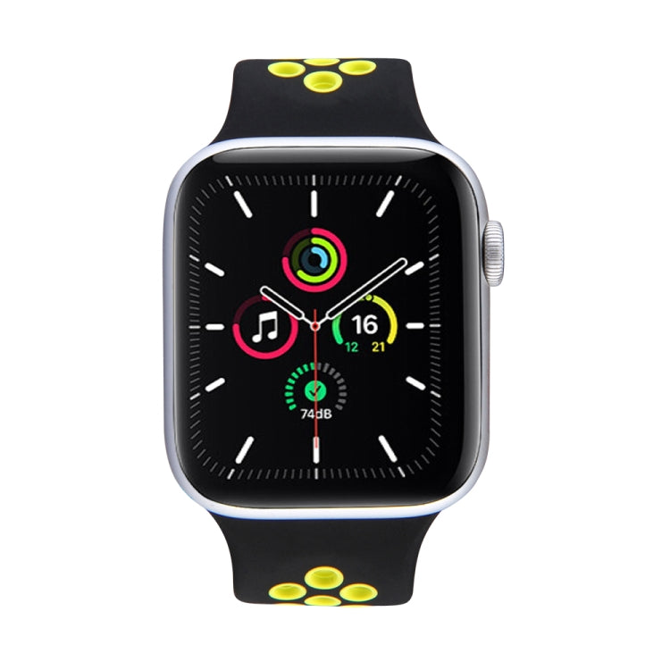 Skorter | Elastic Silicone Watch Strap for Apple Watch Series 7 45mm / 6 & SE & 5 & 4 44mm / 3 & 2 & 1 42mm, Length:160mm (Black Yellow)