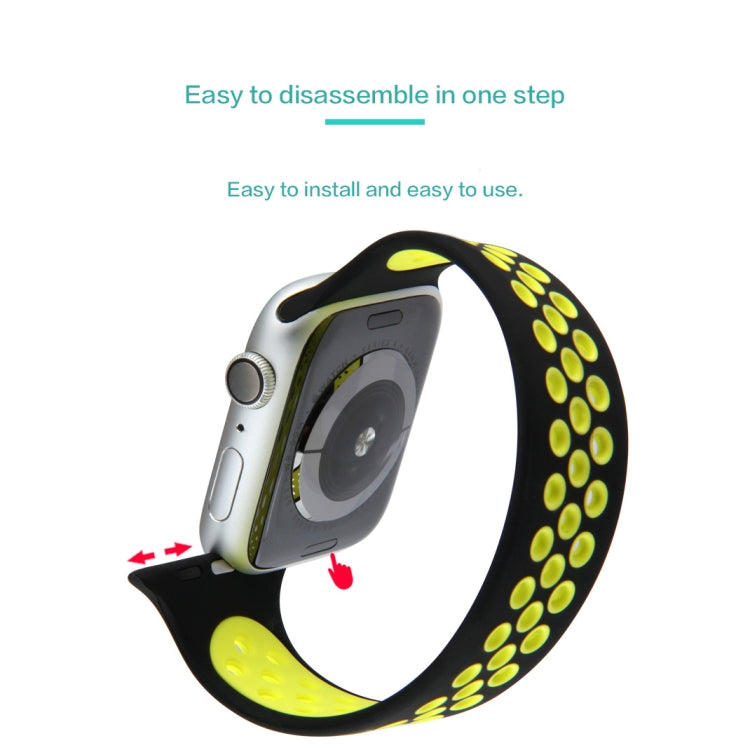 Skorter | Elastic Silicone Watch Strap for Apple Watch Series 7 45mm / 6 & SE & 5 & 4 44mm / 3 & 2 & 1 42mm, Length:160mm (Black Yellow)