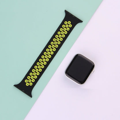 Skorter | Elastic Silicone Watch Strap for Apple Watch Series 7 45mm / 6 & SE & 5 & 4 44mm / 3 & 2 & 1 42mm, Length:160mm (Black Yellow)