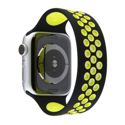 Skorter | Elastic Silicone Watch Strap for Apple Watch Series 7 45mm / 6 & SE & 5 & 4 44mm / 3 & 2 & 1 42mm, Length:160mm (Black Yellow)