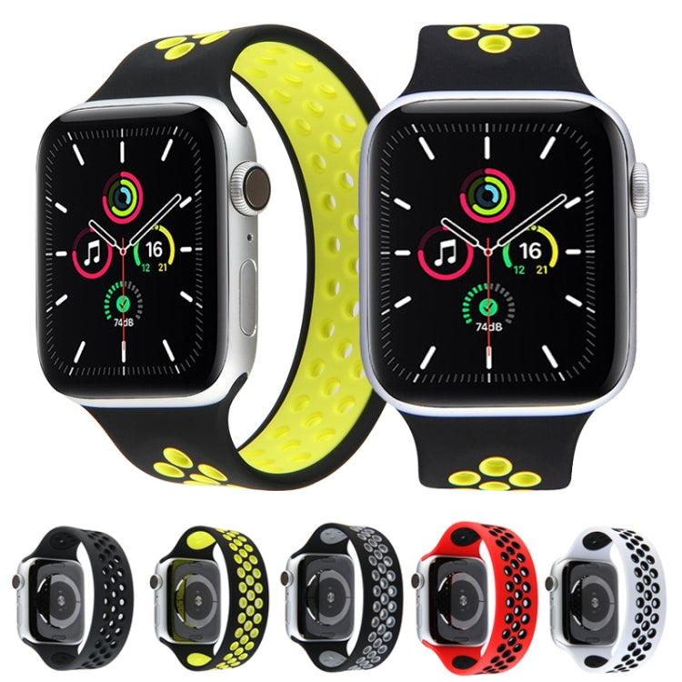 Skorter | Elastic Silicone Watch Strap for Apple Watch Series 7 45mm / 6 & SE & 5 & 4 44mm / 3 & 2 & 1 42mm, Length: 160mm (White Black)