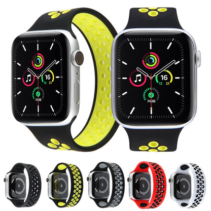 Skorter | Elastic Silicone Watch Strap for Apple Watch Series 7 45mm / 6 & SE & 5 & 4 44mm / 3 & 2 & 1 42mm, Length: 160mm (White Black)