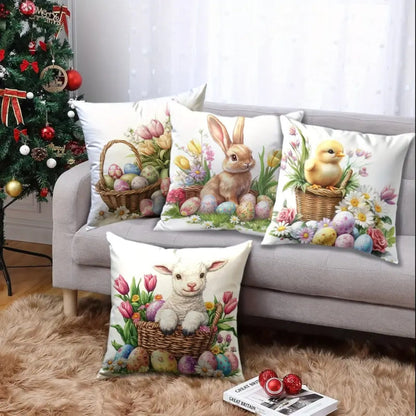 Skorter | Easter Floral Bunnies Cushion Cover | 4pcs Set