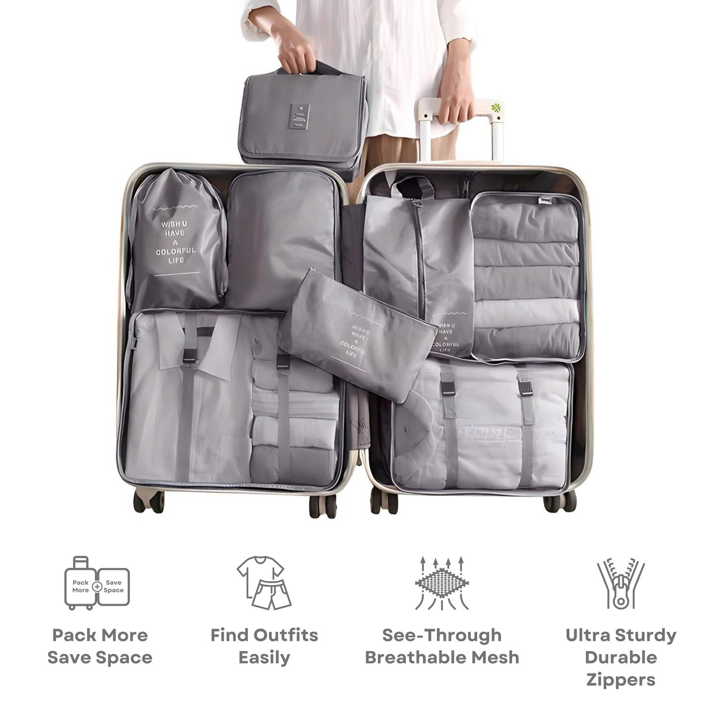 Skorter | Easy-Pack Travel Cubes | 8-Piece Set for Organized Packing & Hassle-Free Travel