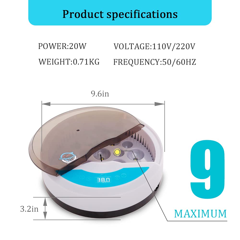 Skorter | Egg Incubator for Chicken Eggs Incubator for Egg Hatching Chicks with Temp Control LED Chicken Hatcher