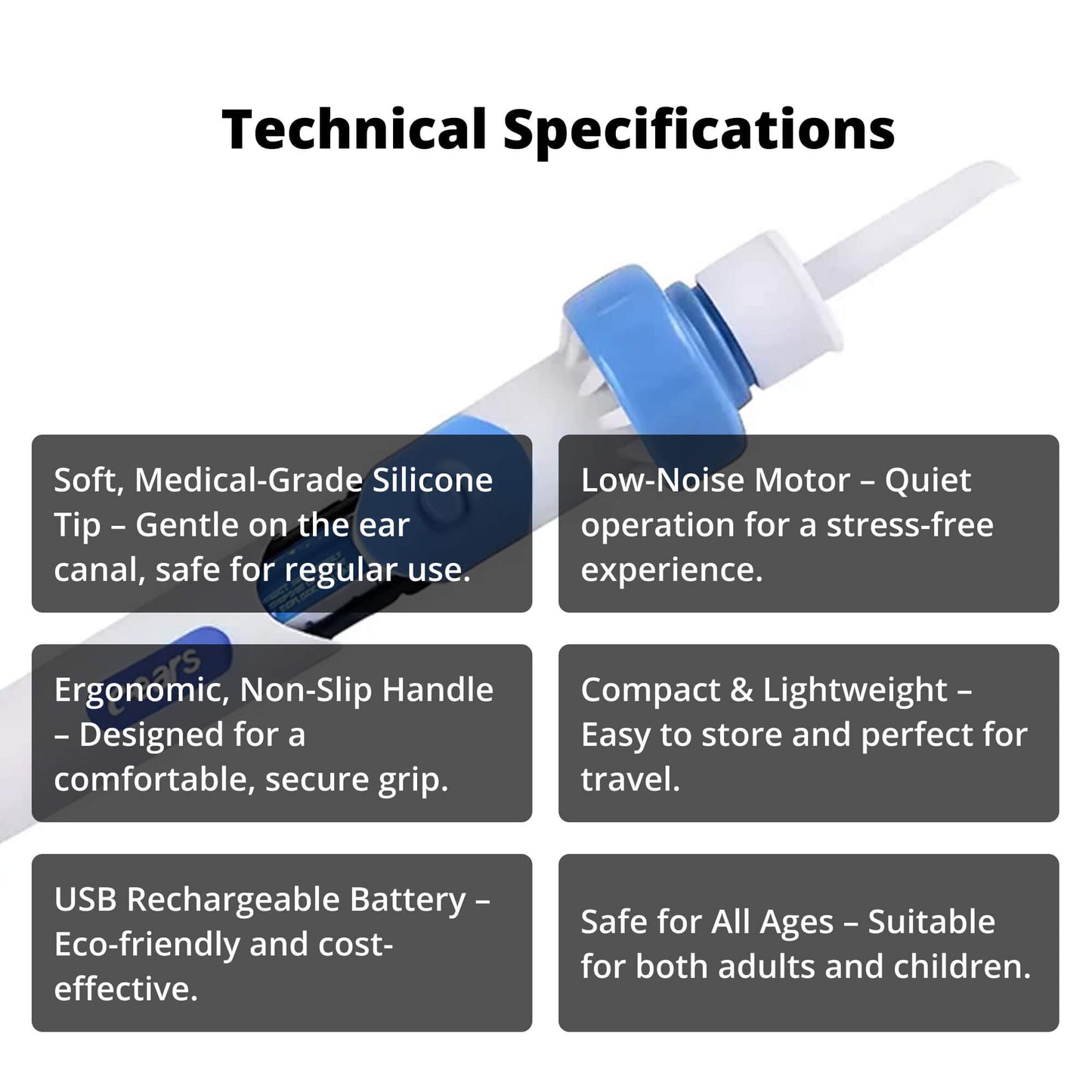 Skorter | Electric Ear Suction Wax Removal Tool | Ergonomic, Silicone Tip & Compact Design for Safe Ear Hygiene at Home or Travel