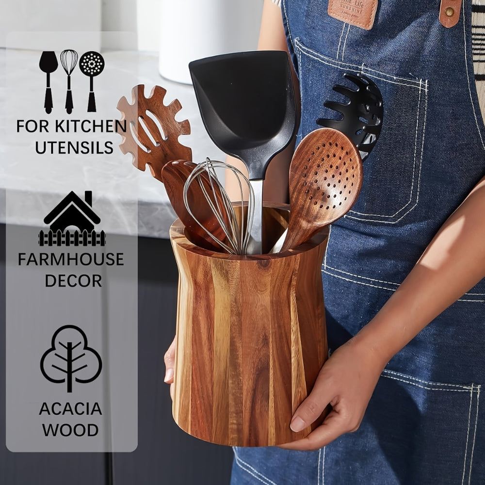 Skorter | Elegant Acacia Wood Rotating Utensil Holder