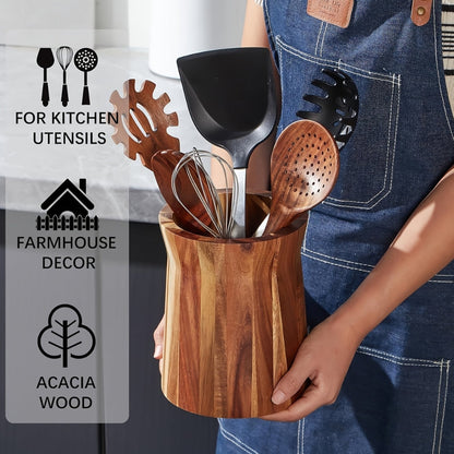 Skorter | Elegant Acacia Wood Rotating Utensil Holder