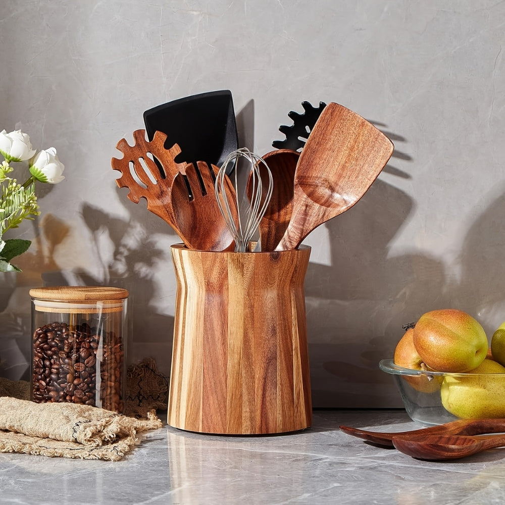 Skorter | Elegant Acacia Wood Rotating Utensil Holder