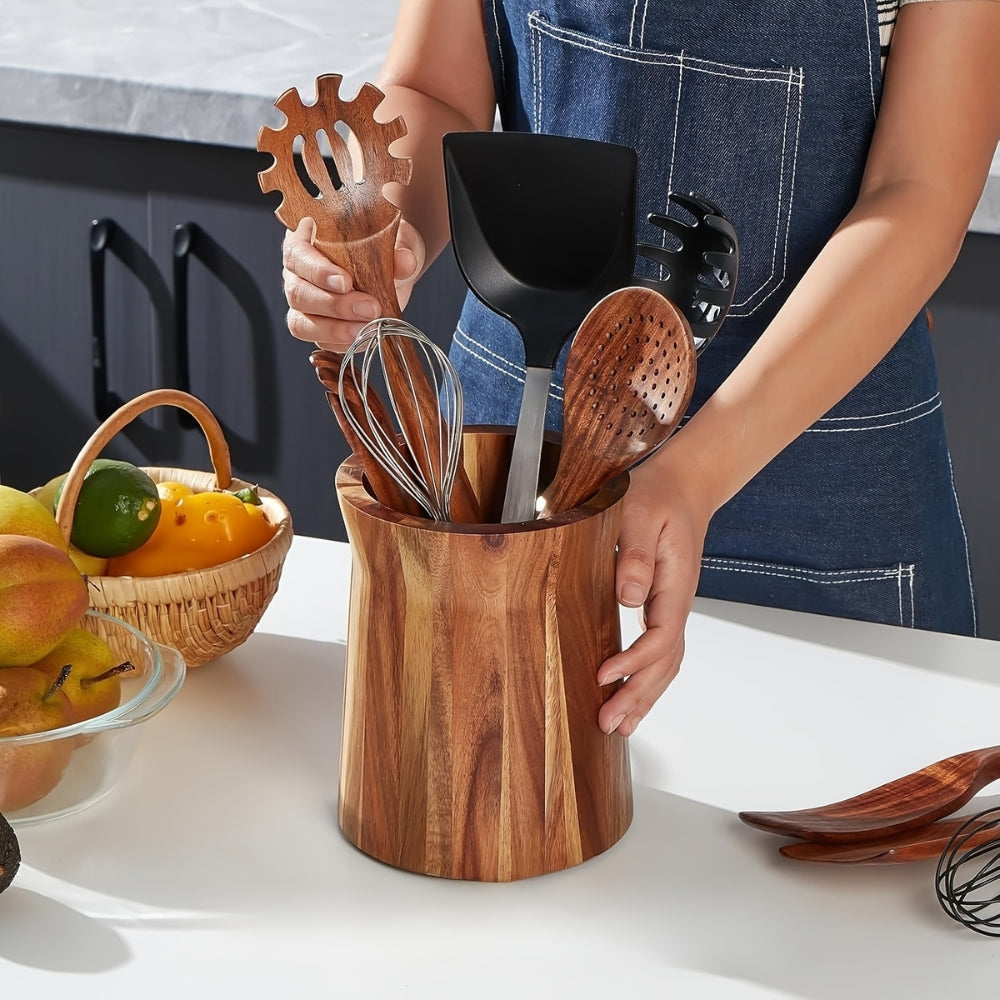 Skorter | Elegant Acacia Wood Rotating Utensil Holder