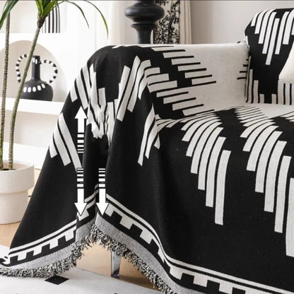 Skorter | Elegant Black and White Sofa Cover Protector