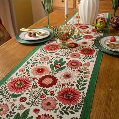 Skorter | Embroidered Floral Tassel Table Runner