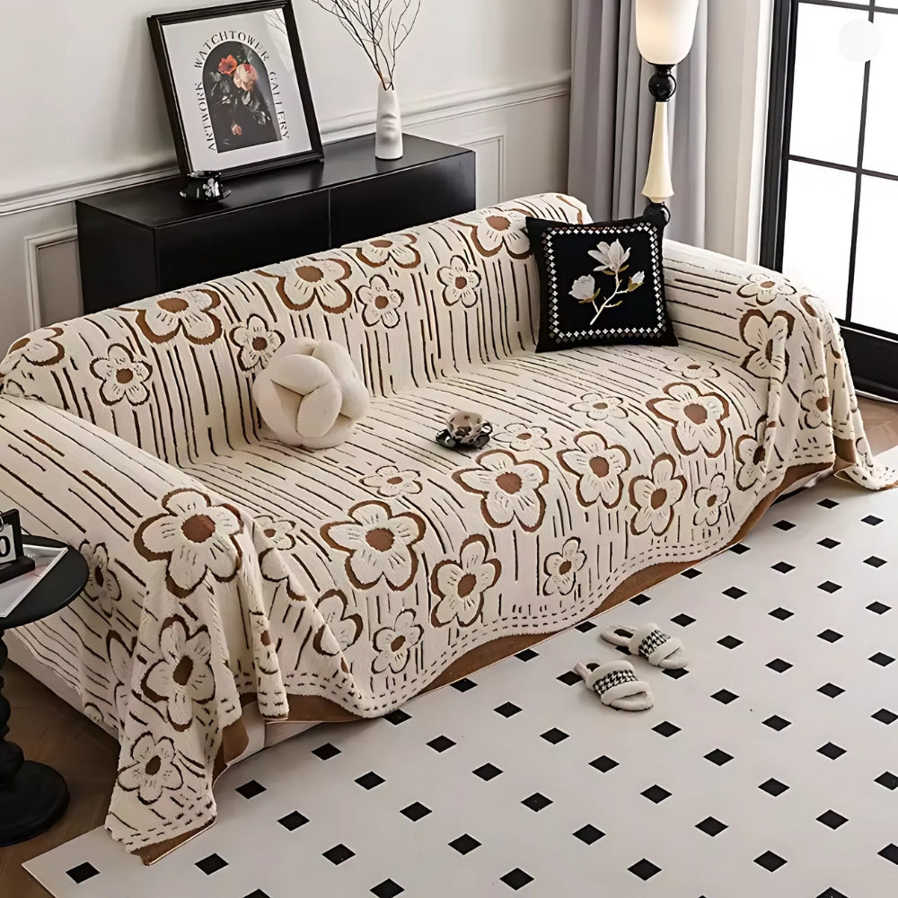 Skorter | Embroidered Flower Soft Sofa Cover