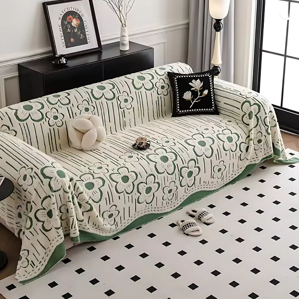 Skorter | Embroidered Flower Soft Sofa Cover
