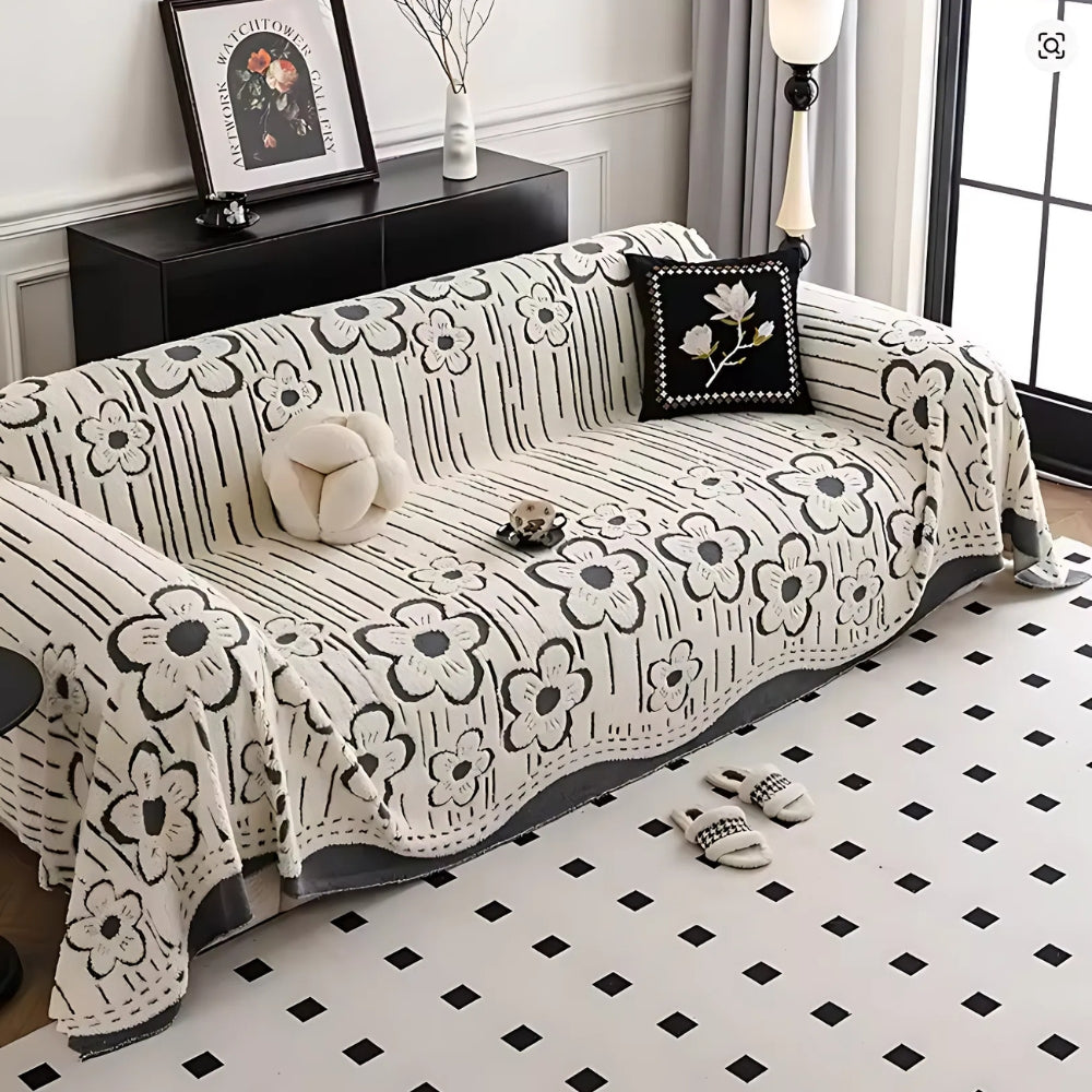 Skorter | Embroidered Flower Soft Sofa Cover