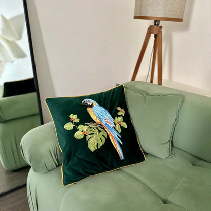 Skorter | Embroidered Parrot Cushion
