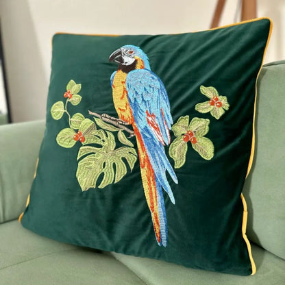 Skorter | Embroidered Parrot Cushion