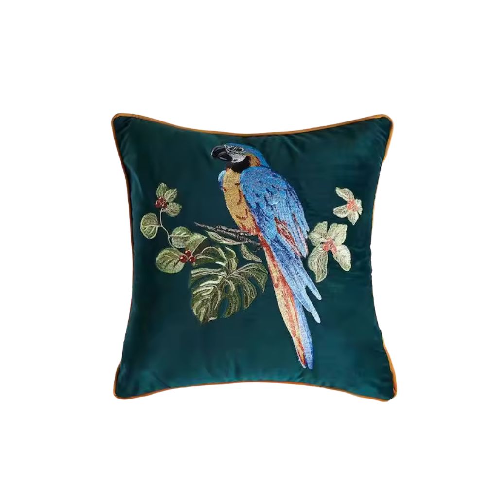 Skorter | Embroidered Parrot Cushion