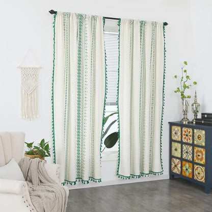 Skorter | Emerald Tribe Boho Tassel Curtain
