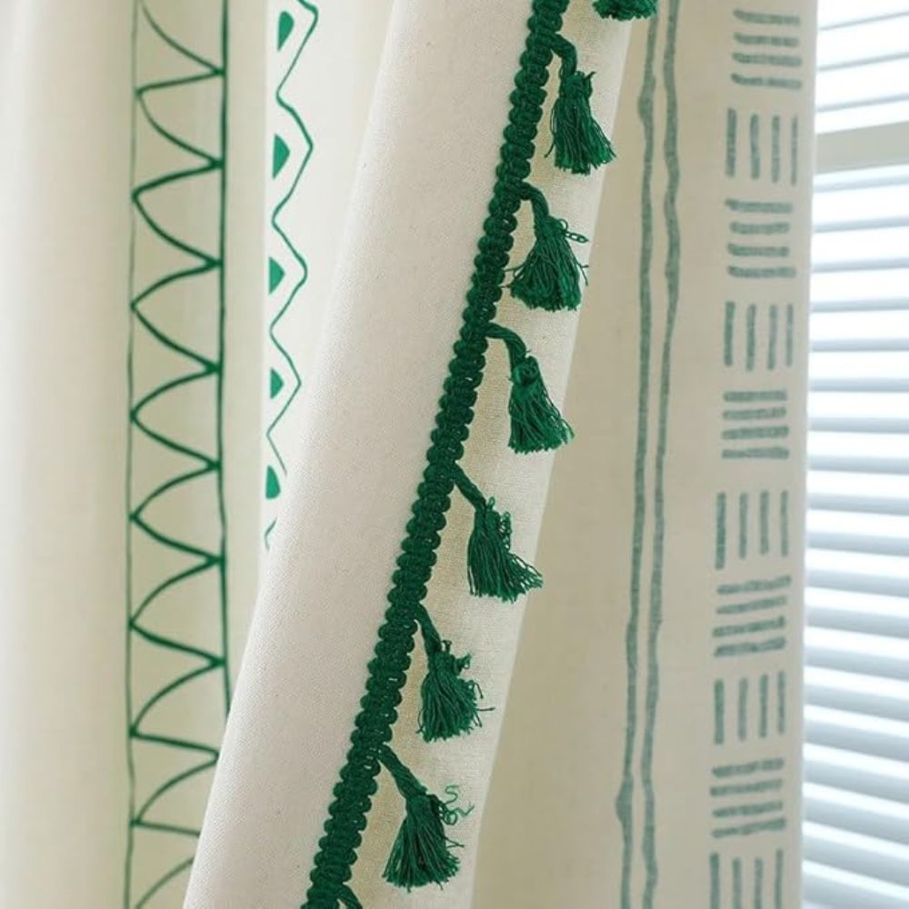 Skorter | Emerald Tribe Boho Tassel Curtain