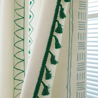Skorter | Emerald Tribe Boho Tassel Curtain
