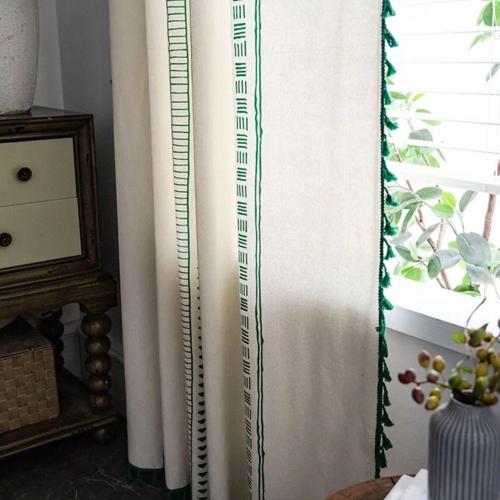 Skorter | Emerald Tribe Boho Tassel Curtain