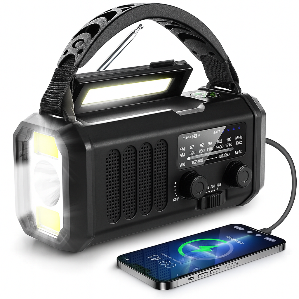 Skorter | Emergency Wave Crisis Radio – Emergency Radio with Power Bank, LED Flashlight, Dynamo and Compass