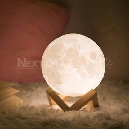 Skorter | Enchanting 3D Moon Lamp Set (with Wooden Stand)