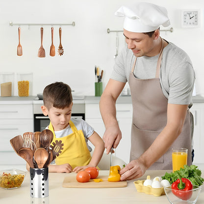 Skorter | 11-Piece Kitchen Utensil Set Made of Teak – Including Holder – Natural Look for the Kitchen