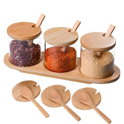 Skorter spice jar with lid and built-in spoons
