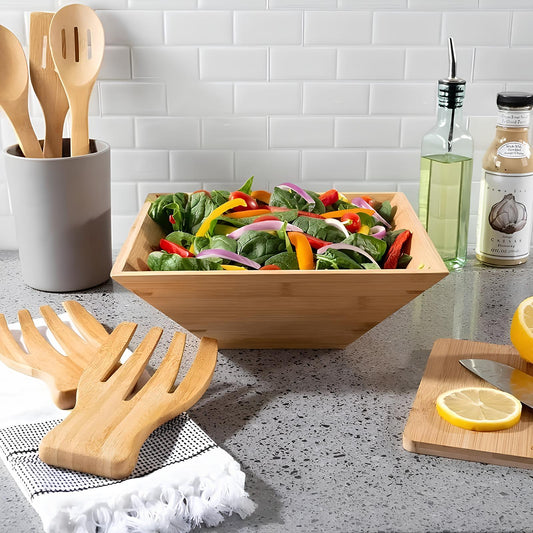 Skorter bamboo bowl and utensils