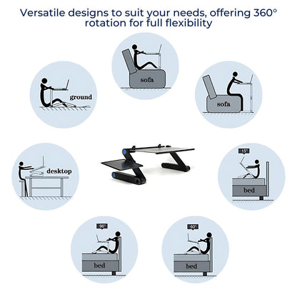 Skorter | Adjustable Laptop Stand for Bed, Couch & Desk - Ergonomic Design with Cooling Function for Comfort and Productivity