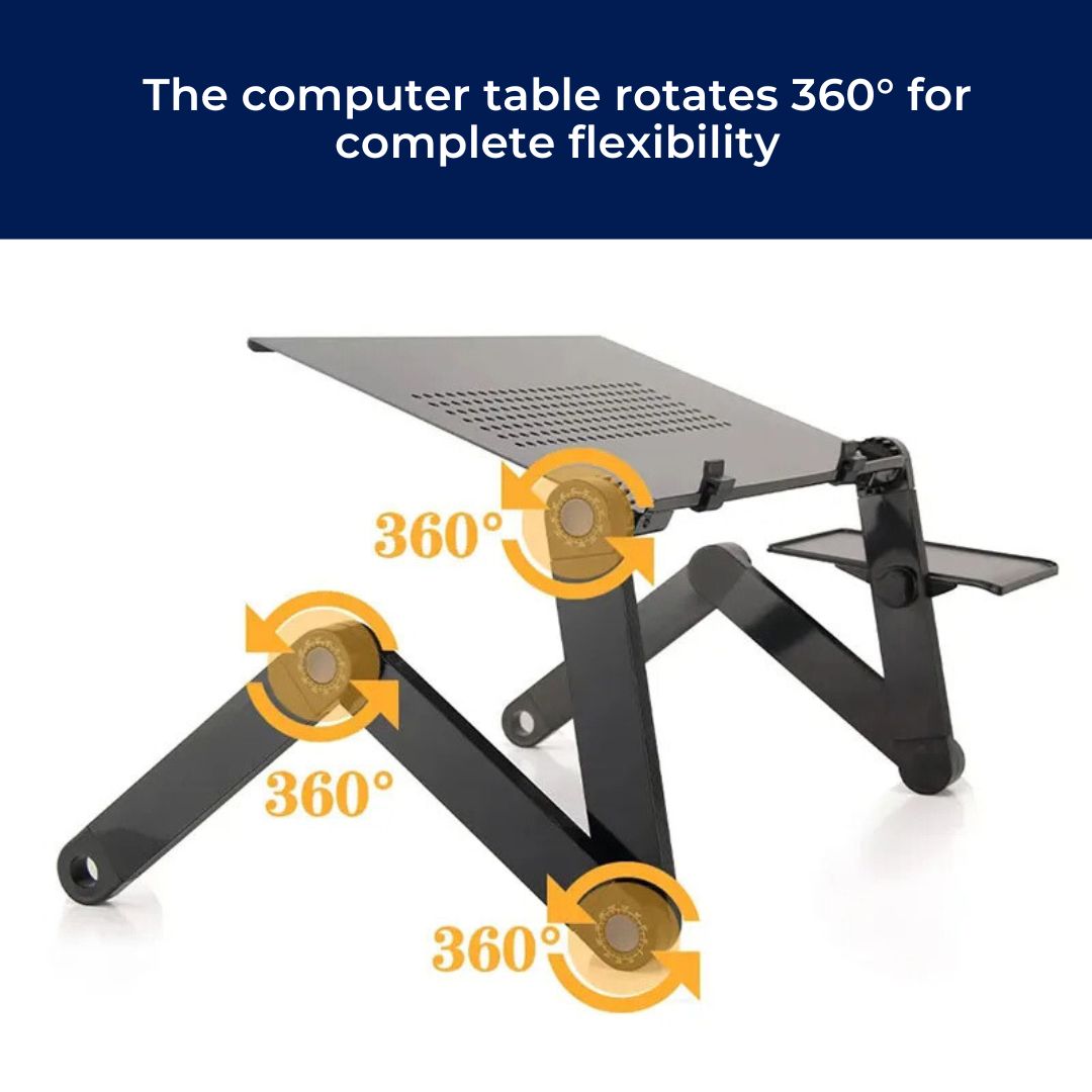 Skorter | Adjustable Laptop Stand for Bed, Couch & Desk - Ergonomic Design with Cooling Function for Comfort and Productivity